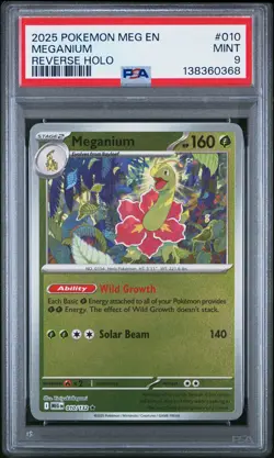 2025 POKEMON MEG EN-MEGA EVOLUTION REVERSE HOLO #010 MEGANIUM PSA 9 - Image 1
