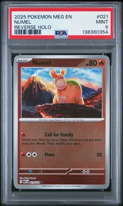 2025 POKEMON MEG EN-MEGA EVOLUTION REVERSE HOLO #021 NUMEL PSA 9 - Image 1