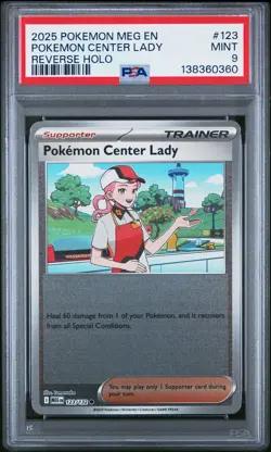 2025 POKEMON MEG EN-MEGA EVOLUTION REVERSE HOLO #123 POKEMON CENTER LADY PSA 9 - Image 1