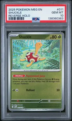 2025 POKEMON MEG EN-MEGA EVOLUTION REVERSE HOLO #011 SHUCKLE PSA 10 - Image 1