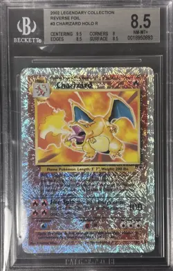 Pokemon Charizard 2002 Legendary Collection Reverse Foil #3 Holo BGS 8.5 - Image 1