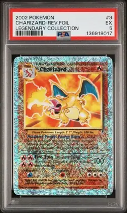2002 POKEMON LEGENDARY COLLECTION #3/110 CHARIZARD REVERSE FOIL PSA 5 - Image 3