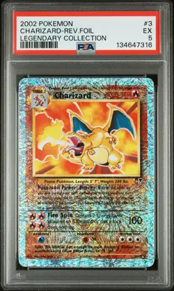 2002 POKEMON LEGENDARY COLLECTION #3 CHARIZARD-REVERSE FOIL PSA 5 - Image 1