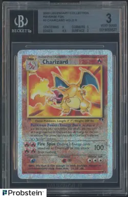 2002 Pokemon Legendary Collection #3 Charizard Holo Rare Reverse Foil BGS 3 VG - Image 1