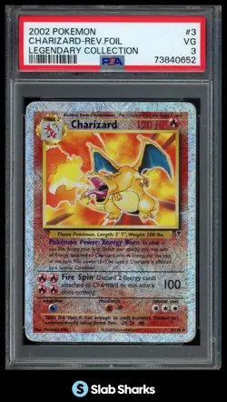 2002 POKEMON LEGENDARY COLLECTION #3/110 CHARIZARD REVERSE FOIL PSA 3 - Image 1