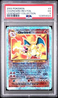 2002 POKEMON LEGENDARY COLLECTION #3 CHARIZARD-REVERSE FOIL PSA 5 - Image 1
