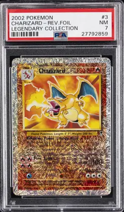 2002 POKEMON LEGENDARY COLLECTION #3 CHARIZARD-REVERSE FOIL PSA 7 - Image 1