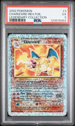 2002 POKEMON LEGENDARY COLLECTION #3 CHARIZARD-REVERSE FOIL PSA 5 - Image 1