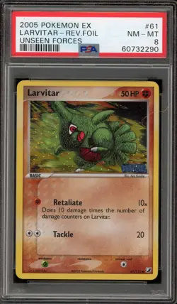 Pokemon Larvitar EX Unseen Forces Reverse Holo #61 PSA 8 - Image 1