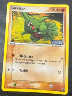 Larvitar 61/115 EX Unseen Forces Reverse Holo Stamped Pokemon Card NM - Image 1