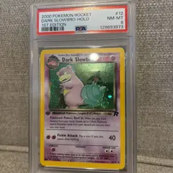 Hyper SWIRL! 2000 Pokemon Team Rocket Dark Slowbro 1st Edition Holo #12 PSA 8 - Image 1