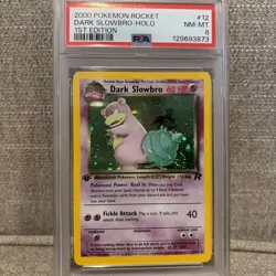 Hyper SWIRL! 2000 Pokemon Team Rocket Dark Slowbro 1st Edition Holo #12 PSA 8 - Image 2