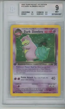 2000 Pokemon Team Rocket 1st Edition Dark Slowbro HOLO R #12 BGS 9 - Image 1