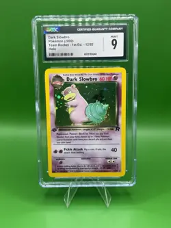 2000 Pokemon Dark Slowbro - Team Rocket 1st Edition Holo Swirl #12 - CGC 9 Mint - Image 1