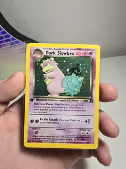 SWIRL Dark Slowbro 12/82 2000 Team Rocket 1st Edition Holo Rare - Pokemon - Image 1