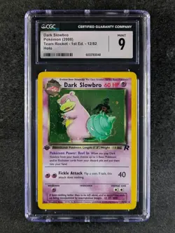 2000 Pokemon DARK SLOWBRO #12/82 Team Rocket 1st Edition Holo English CGC 9 - Image 1
