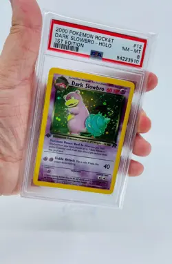 2000 Pokemon Team Rocket 1st Edition: Dark Slowbro Holo #12, PSA 8 NM-MT, Swirl! - Image 3