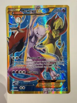 Mewtwo EX 163/162 Breakthrough Full Art Secret Rare Gold Border Pokemon Card - Image 1
