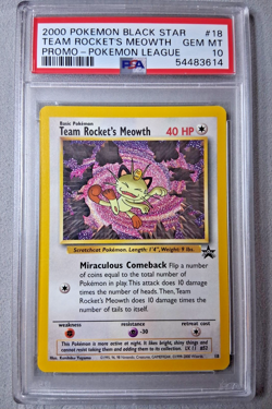 2000 Pokemon: TEAM ROCKET'S MEOWTH 18 - [Black Star Promo] - Gem Mint PSA 10 💎 - Image 1