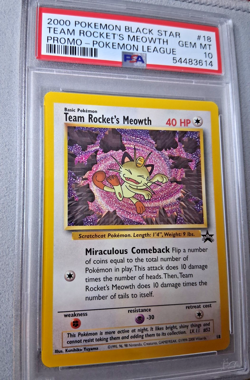 2000 Pokemon: TEAM ROCKET'S MEOWTH 18 - [Black Star Promo] - Gem Mint PSA 10 💎 - Image 3