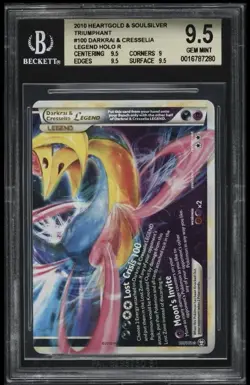 Pokemon BGS 9.5 GEM Mint Darkrai & Cresselia Legend 100/102 Bottom HS Triumphant - Image 1