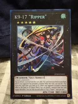 Yugioh K9-17 “Ripper” JUSH-EN035 Collector's Rare 1st Edition NM - Image 1