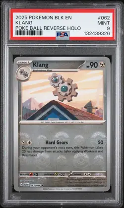 2025 POKEMON BLK EN-BLACK BOLT POKE BALL REVERSE HOLO #062 KLANG PSA 9 - Image 1