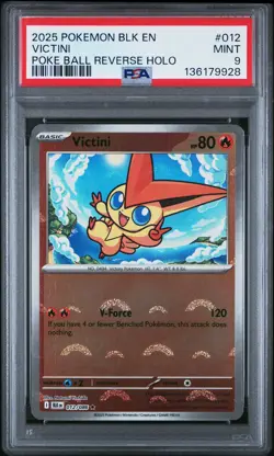 2025 POKEMON BLK EN-BLACK BOLT POKE BALL REVERSE HOLO #012 VICTINI PSA 9 - Image 1