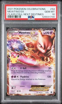Pokemon 2021 Mewtwo EX 54/99 Celebrations Classic Collection Holo PSA 10 - Image 1