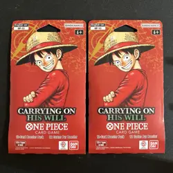 2x One Piece CCG OP-13 Carrying On His Will Sleeved Packs With Display Both New! - Image 1
