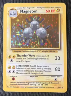 Pokemon Cards Magneton 9/102 Holo Rare Base Set UNLIMITED - (MP) - Image 1