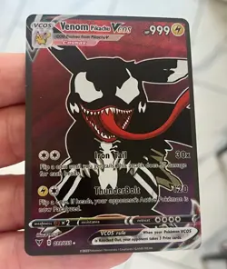 Venom Pikachu VCOS Cosplay Full Art Holo Pokemom Card - Image 1