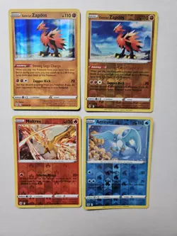 4x Pokemon TCG Card Bird Bundle - Articuno Zapdos Moltres - Holo / Reverse - Image 1