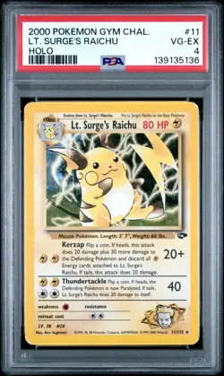 2000 Pokemon Gym Challenge Lt. Surge's Raichu-Holo #11 PSA VG-EX 4 - Image 3