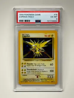 PSA 6 ZAPDOS HOLO 16/102 1999 POKEMON TCG WOTC BASE SET - Image 1