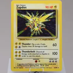 Pokemon TCG - Zapdos 16/102 Base Set Holo Rare WOTC 1999 - MP - Image 2