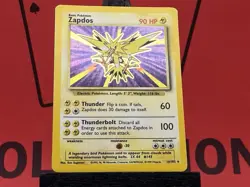 Zapdos 16/102 Base Set Holo Rare 1999 WOTC Pokemon TCG MP - Image 1