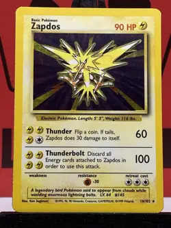 Zapdos 16/102 Base Set Holo Rare 1999 WOTC Pokemon TCG MP - Image 2