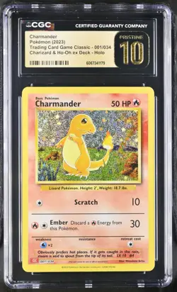 CGC 10 PRISTINE Pokemon Charmander 001/034 Trading Card Game Classic CLC - Image 1