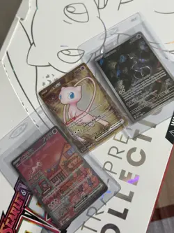 Pokemon 151 UPC TRIO Mew ex 205 (Metal) w/ SEALED Mew Ex 053 & Mewtwo 052 Cards - Image 1
