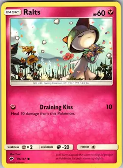 Ralts Common SM - Burning Shadows 91/147 LP Pokemon Card - Image 1