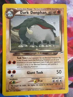 Pokemon Dark Donphan Neo Destiny TCG 3/105 Holo Unlimited Rare Card - Image 1