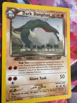 Pokemon Dark Donphan Neo Destiny TCG 3/105 Holo Unlimited Rare Card - Image 2