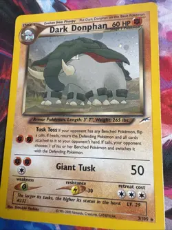 Pokemon Dark Donphan Neo Destiny TCG 3/105 Holo Unlimited Rare Card - Image 3