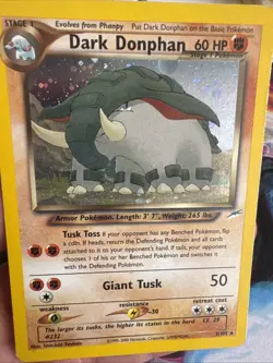 Pokemon Dark Donphan Neo Destiny TCG 3/105 Holo Unlimited Rare Card - Image 4