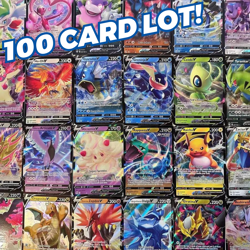 Pokemon Card Lot 100 Official TCG Cards 1 Ultra Rare Included V EX VMAX + HOLOS - Image 1