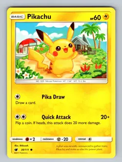 Pikachu 30/111 Common SM - Crimson Invasion LP - NM Pokemon TCG - Image 1