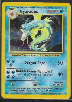 1999 Pokemon TCG Gyarados 006/102 Base Set Unlimited Holo RARE LP NM! - Image 1