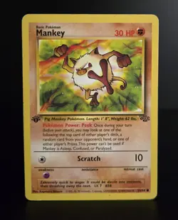 Pokemon TCG - MANKEY - 1ST EDITION - 55/64 - JUNGLE (1999) - WOTC - MP/LP - Image 1
