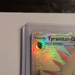 Pokemon Tyranitar GX Card 223/214 Sm-Lost Thunder Secret Rainbow Holo Rare (NM) - Image 3